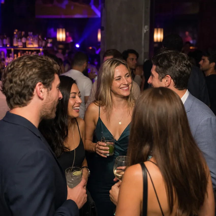 Uczestnicy Single Party rozmawiający podczas wydarzenia